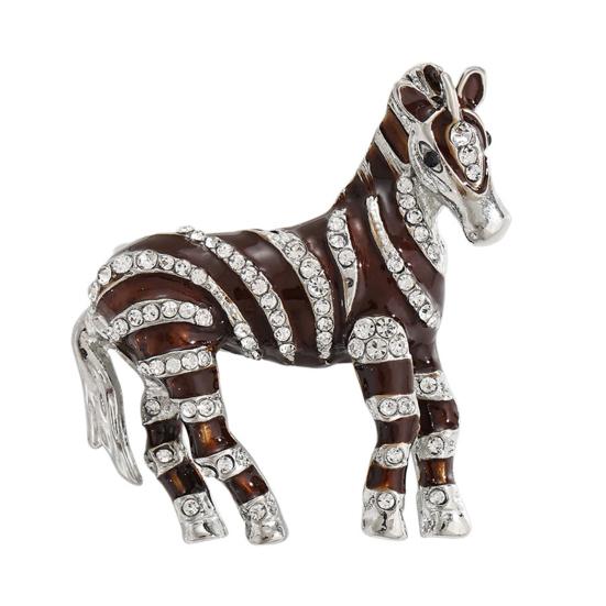 Brooch Pin Sparkling Rhinestones Inlaid Horse Design Brooch Retro Style Lapel Badge Fashion Accessories