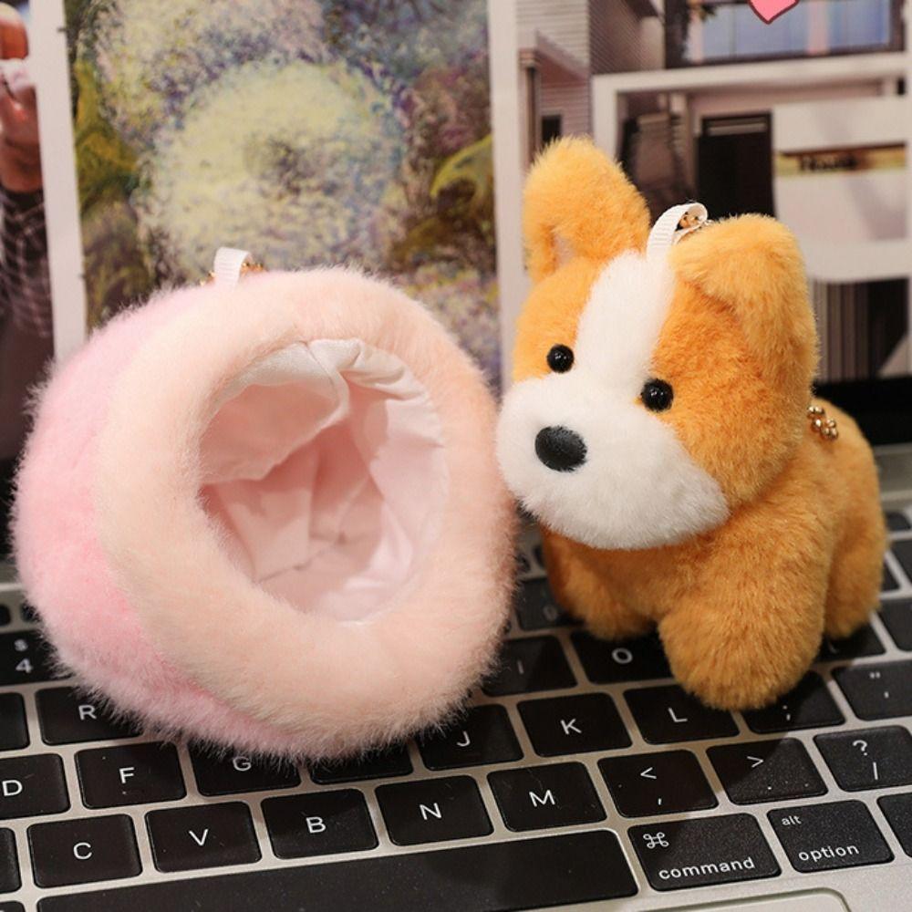 Bag Charm Puppy Nest Plush Keychain Puppy Dolls Schnauzer Plush Pendant  Kids Toy