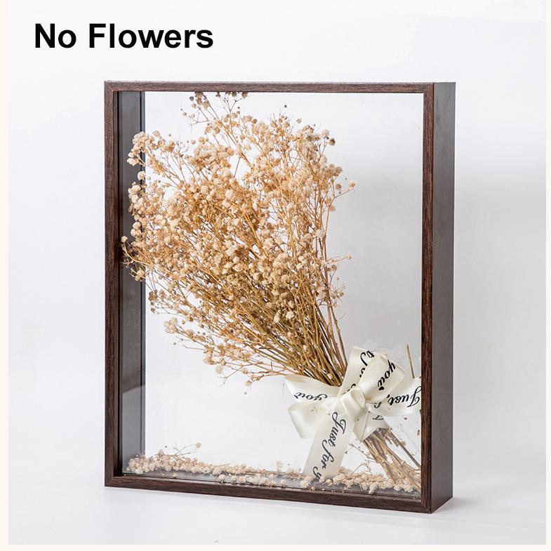 4cm Deep Transparent Shadow Box Frames Bouquet Display Flower Case Deep for Crafts 3D Picture Memorabilia Memory Wooden Tabletop