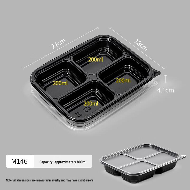 Molona Disposable 4-Compartment Meal Prep Containers