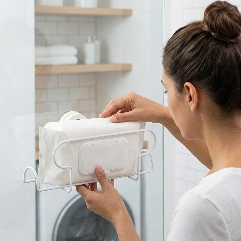 No Drill Wet Wipe Storage Rack Iron Face Towel Storage Box Paper Towel Holder  for Kitchen