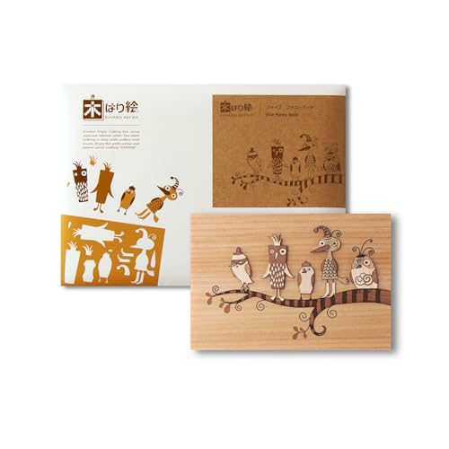 KINOWA  Five Funny Birds  Woodcut Original Handmade Kit Bird Made in Japan