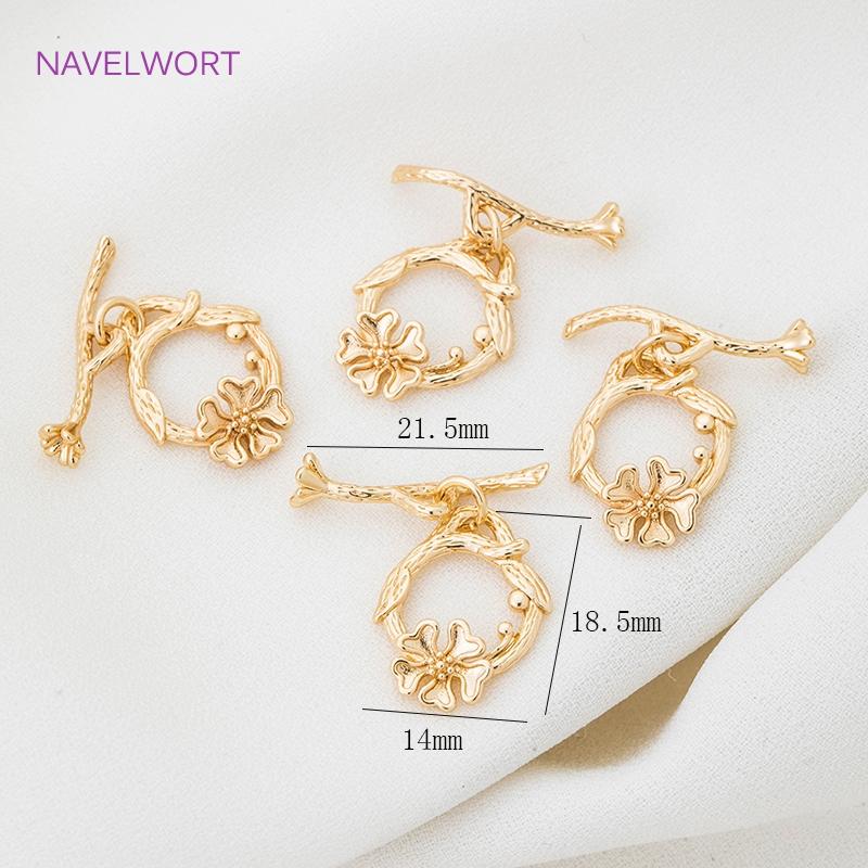 18K Gold Plated Round Heart Flower Shape OT Toggle Clasps, End Connector Clasps Accessories For DIY Jewelry Making Findings