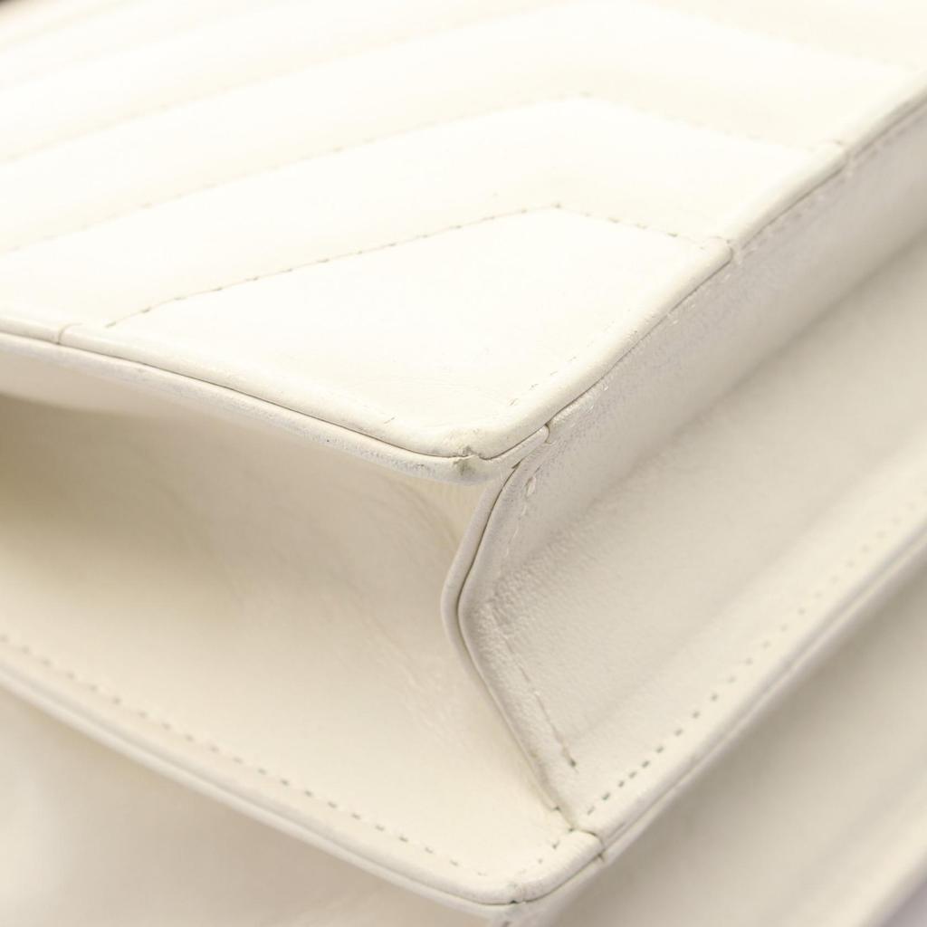 Used YVES SAINT LAURENT Shoulder Bag Leather White Used Women