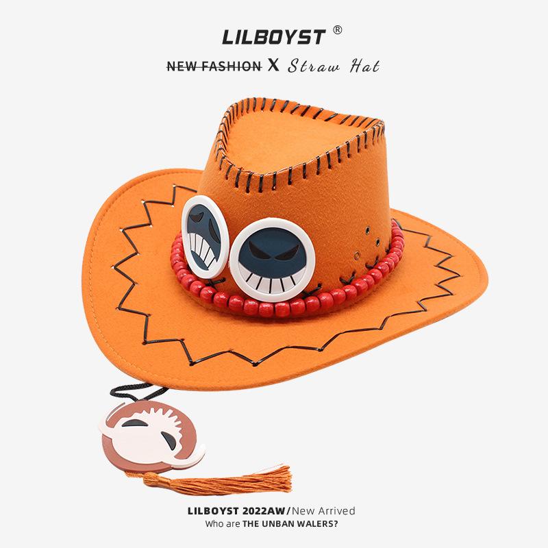 

Аниме периферийное ONE PIECE шляпа, Whitebeard Pirates Ace, шляпа COS cowboy hat Ace M（56-58cm）