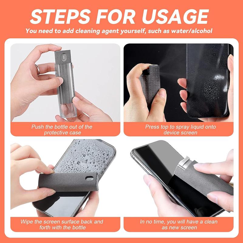 2 In 1 Microfiber Screen Cleaner Spray Bottle Mobile Phone Tablet Computer Microfiber Cloth Cleaning Wipes For iPhone Samsung Mi