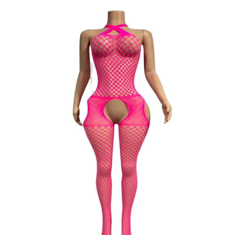 Underwear Crotchless Babydolls Dress Costume Sexy Halter Neck Bodystockings Fishnet Hollow Baby Dolls Lingerie Women