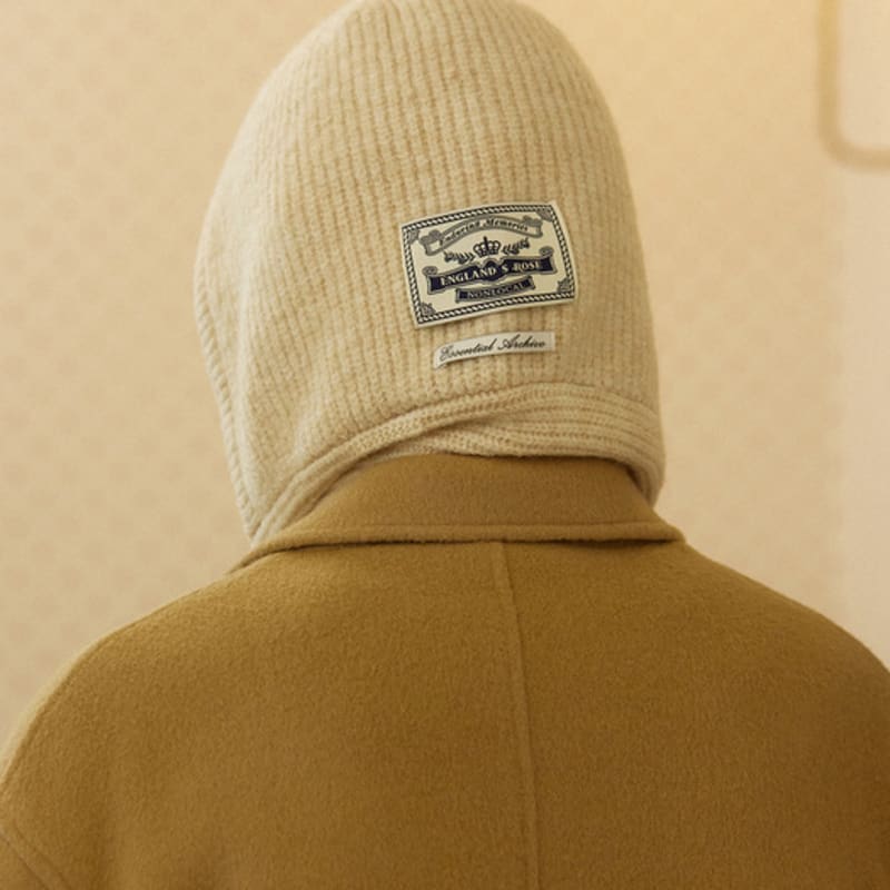NONLOCAL Mellow Knit Muffler Balaclava - Light Beige