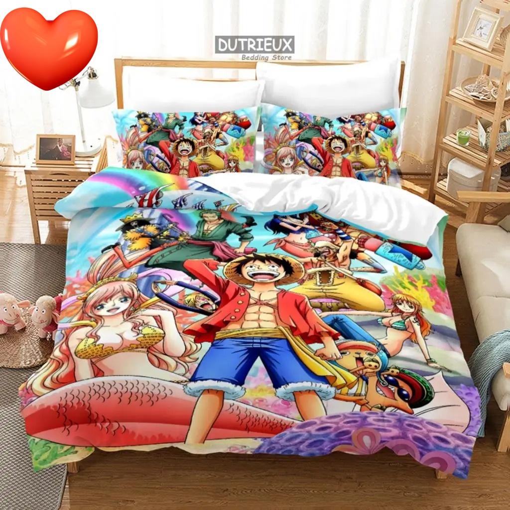 Anime One Piece Duvet Cover Set Comfortable and Warm Bedding Set for Decorating Your Bedroom and Enhancing Home Life Teens Gifts