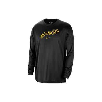 Camiseta Casual de Manga Longa com Gola Redonda e Estampa de Letras Golden State Warriors Masculina Preta FB3718-010