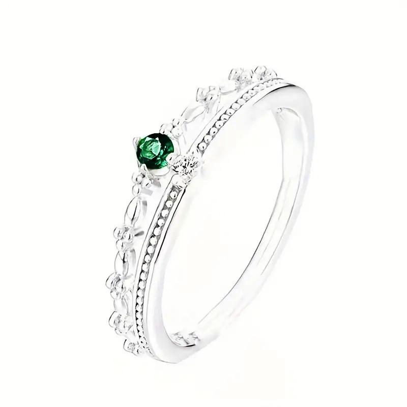 Court Style Ring Female, Double-Layer Design Exquisite Zircon Elegant Temperament Ring