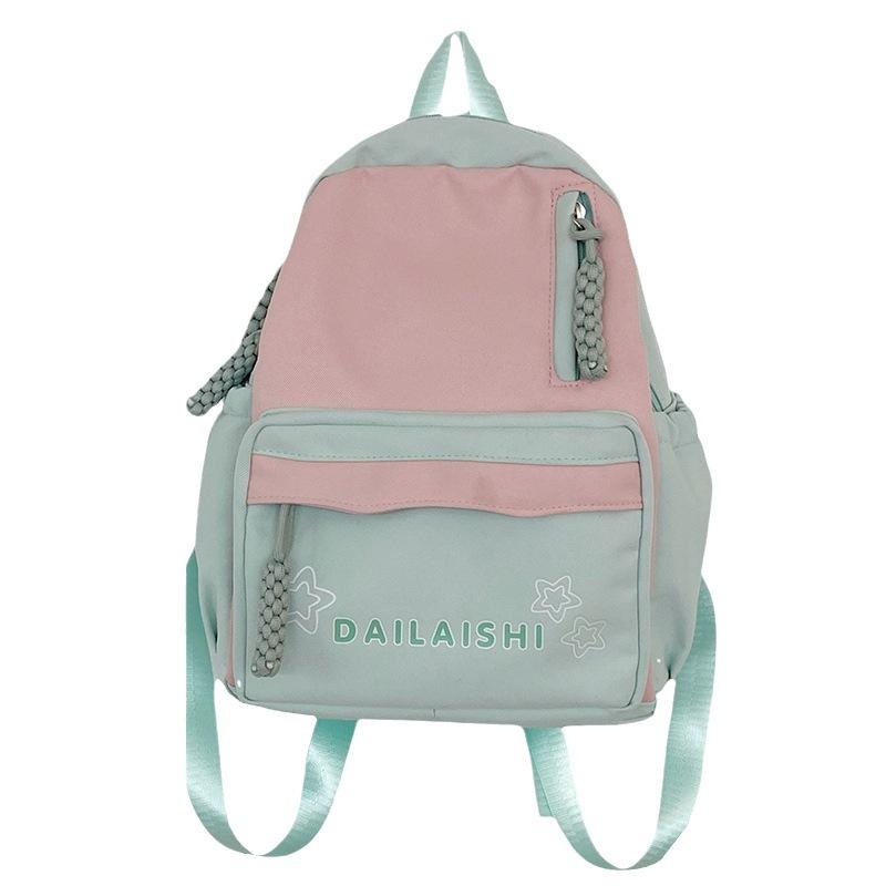 Schoolbag1011 summer new small fresh and sweet casual backpack schoolbag splicing contrasting color large-capacity middle school student backpack