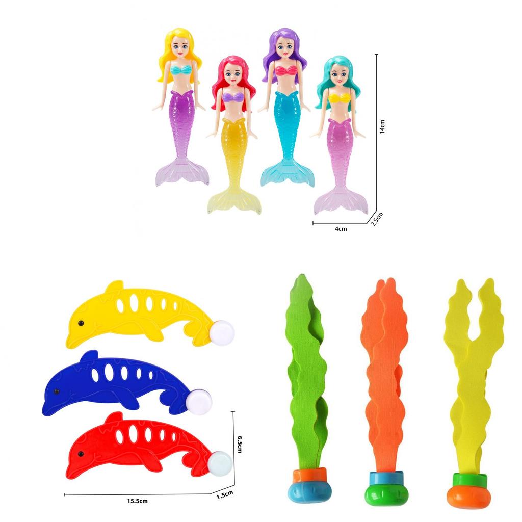 Shell Mermaid Pool Water Play Set With Plastic Construction For Kids Bathing Fun