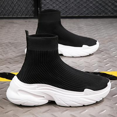 Fashion Men's Hig Tops Flying Weaving Shoes Popular Comfortable Mens Casual Shoe Light Outdoor Athletic Sneaker for Men Trendy Sock Shoe