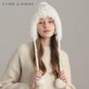 New Korean Winter Pullover Hat for Women Plus Velvet Thick Plush Knitted Outdoor Warm Wool Ball Ear Protection Hat