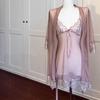 Backless Lace Suspender Nightdress Transparent Sleepwear Robe Set Sweet Mesh Sling Nightgown  Gift