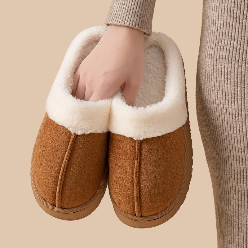 New Cotton Slippers Autumn and Winter Non-slip Warm Indoor Home Comfort Solid Color Simple Couple Slippers