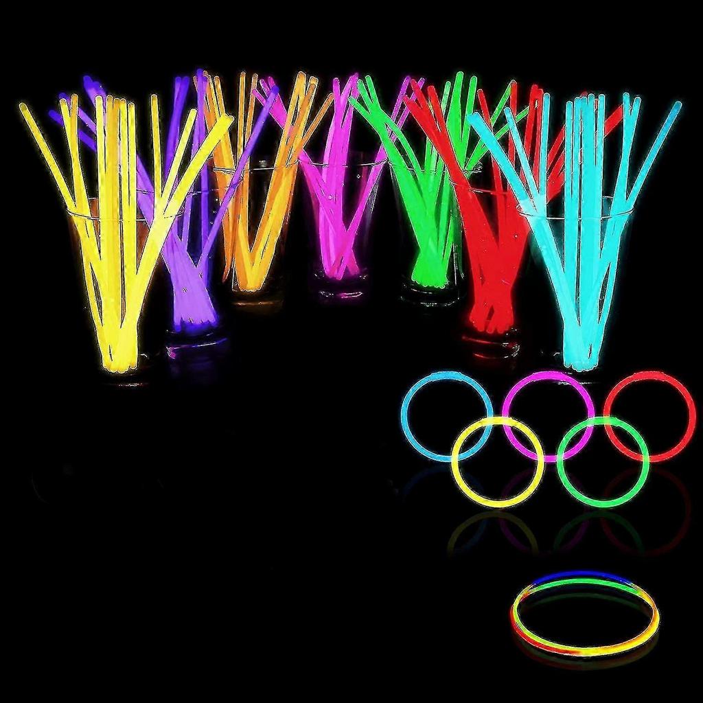 100 Glow Stick Party Supplies Set, including glow sticks and connectors, fun party kit for the dark.