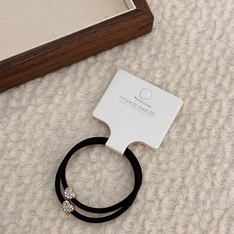 Two High-elasticity Heart-shaped Hair Bands, Leather Bands, Women's Hair Ties, Elegant Ponytail Leather Covers and Hair Ties