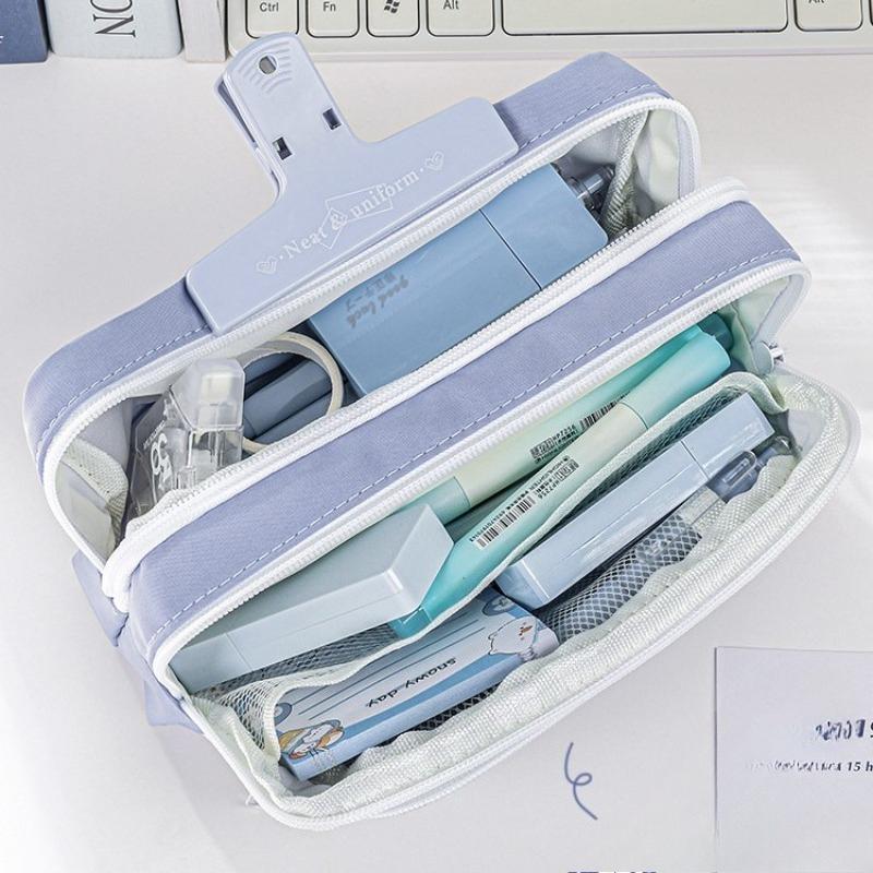 Japanese Minimalist Pencil Case Large Capacity Oxford Fabric Student Pouch for School Girl Teens Middle High School Supplies