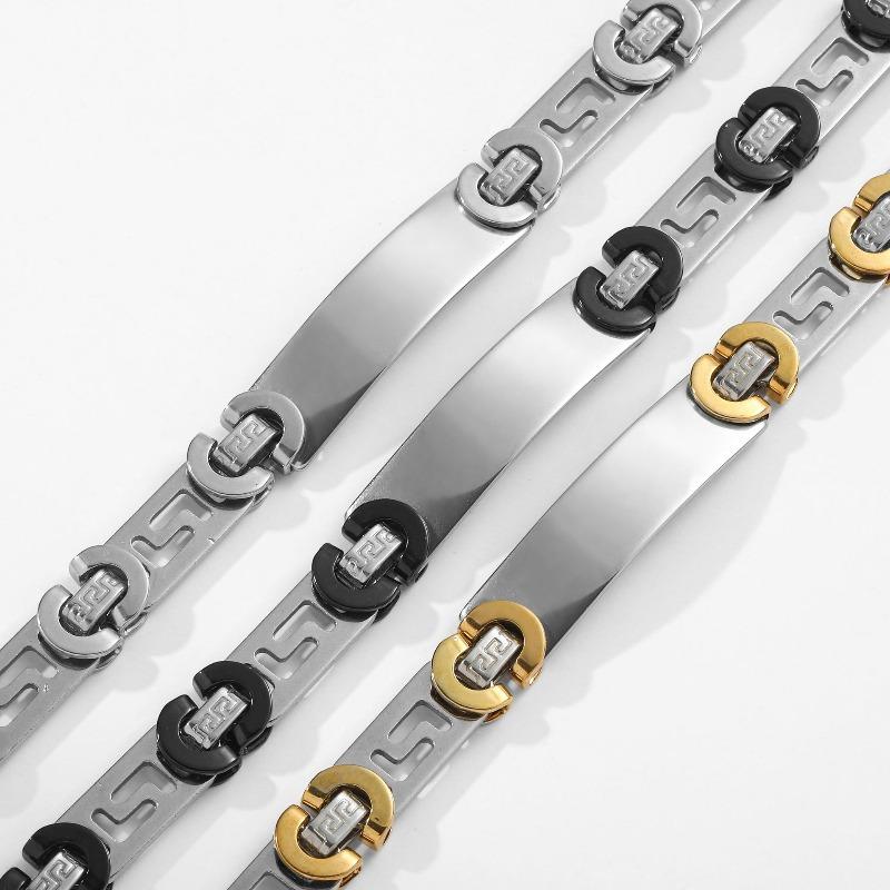 Cuban Chain, Glossy Military Brand Round Chain, Trendy Men's Imperial Chain, Titanium Steel Bracelet