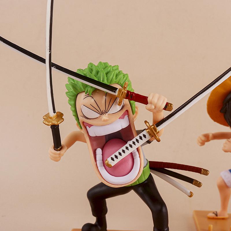 One Piece Hunger Trio Luffy Zoro Funny Sanji Nika Action Figure Doll Model Q Version Mini Anime Action Figure Car Ornaments