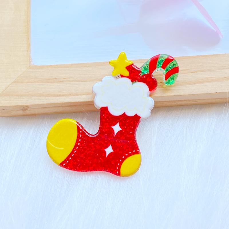 10 Stück Neue Süße Gemischte Glänzende Acryl-Weihnachts-Serie Flache Rückseite Cabochons Scrapbooking DIY Schmuck Bastel-Dekoration Zubehör