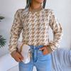 Women's Autumn/winter Fashion Casual Plaid Long Sleeve Turtleneck Pullover Knit Sweater