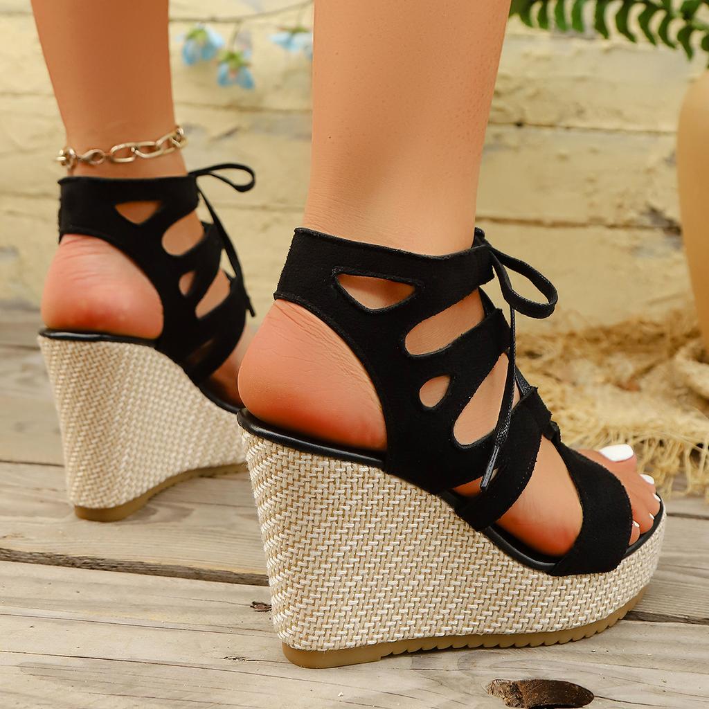 Fashion Women Cross Strap Sandals Women Wedges Heeled Women Shoes 2025 Summer Sandals Party Platform High Heels Shoes Woman