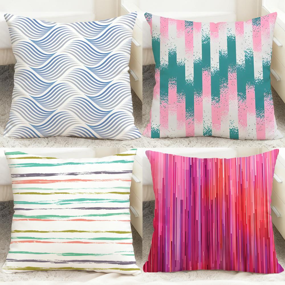 Panika Chen Unisex Stripes Intersecting Cushion Cover Comfortable Reversible Pillow Cover Ideal For Car Sofa Bedroom & Beyond