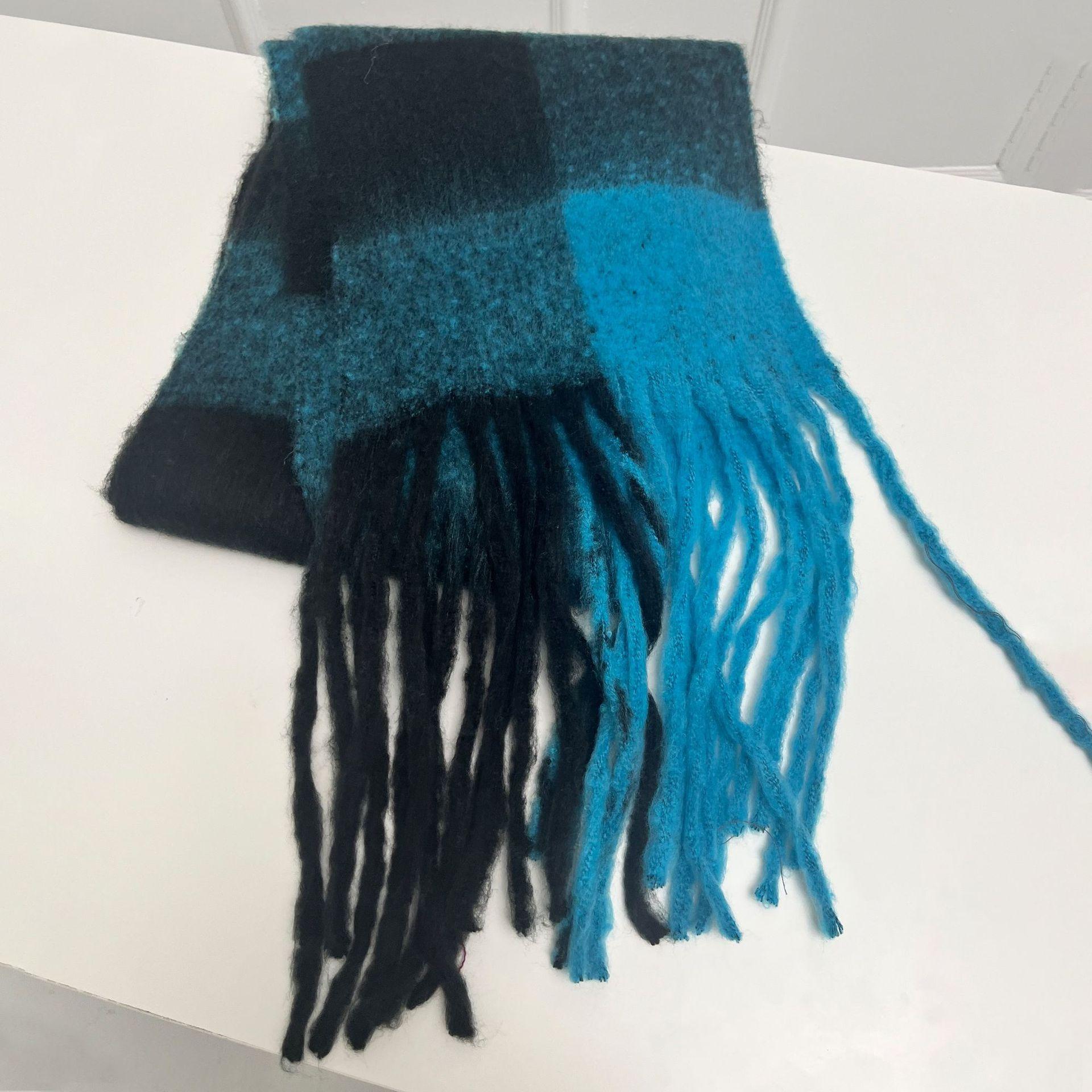 

Wind versatile two-color retro plaid scarf women s autumn and winter warm soft waxy atmosphere scarf shawl