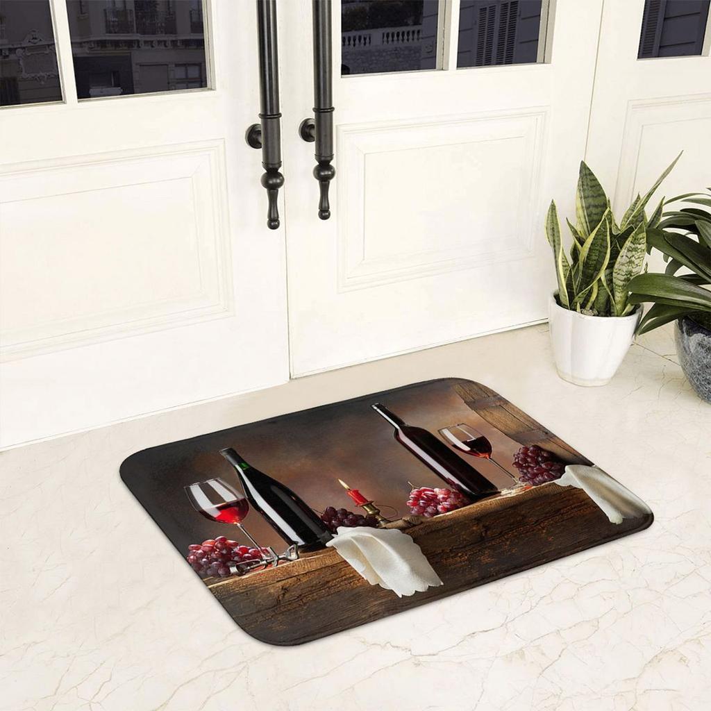 Rotweinmuster Anti-Rutsch Fußmatte Bodenmatte Staubdichter Teppich Teppich für Kücheneingang Haus Schlafzimmer Fußmatte Matten