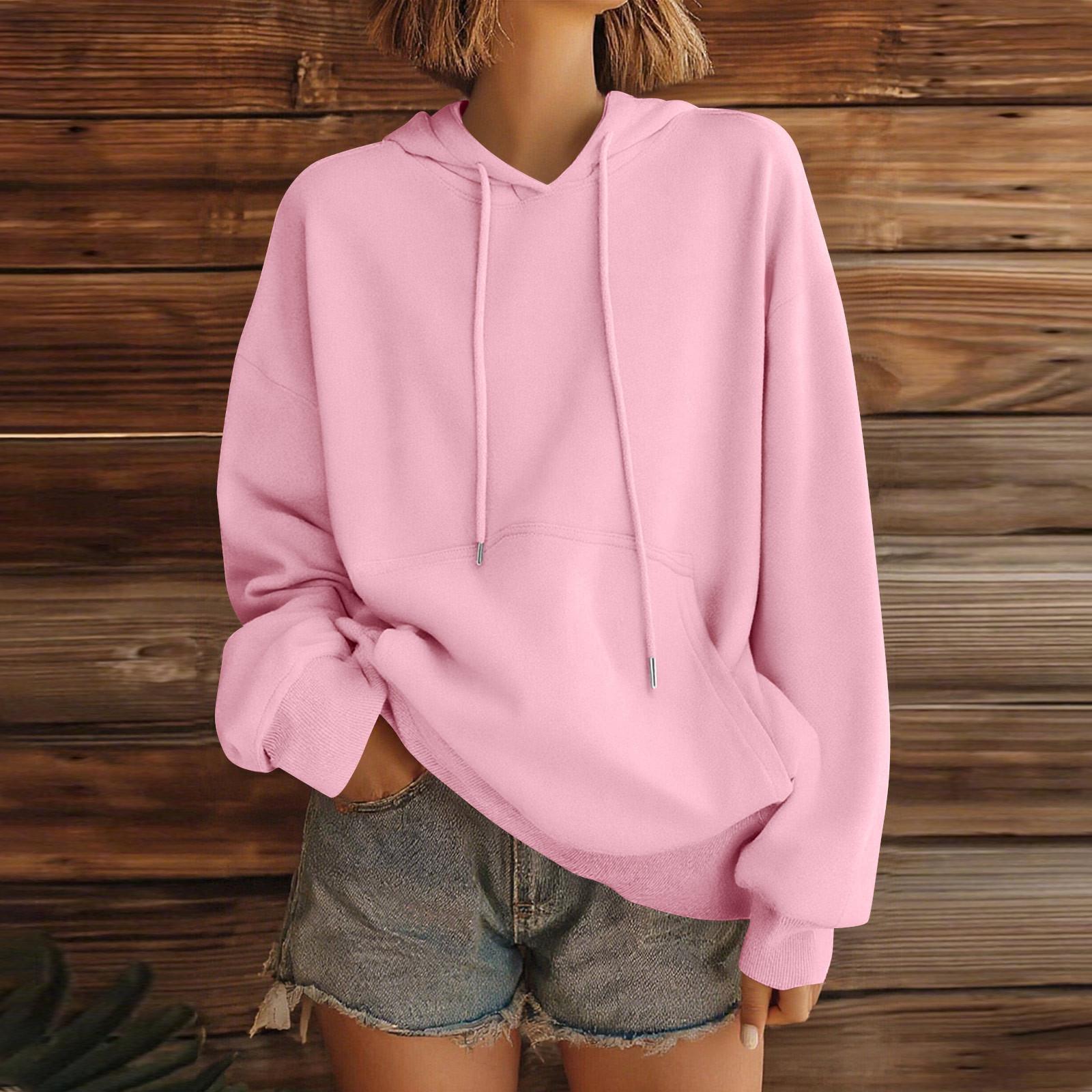 

Women s Fashion Women s Lightweight Long Sleeve Pullover With Pockets Preppy Graphic Hoodie XXXL розовый