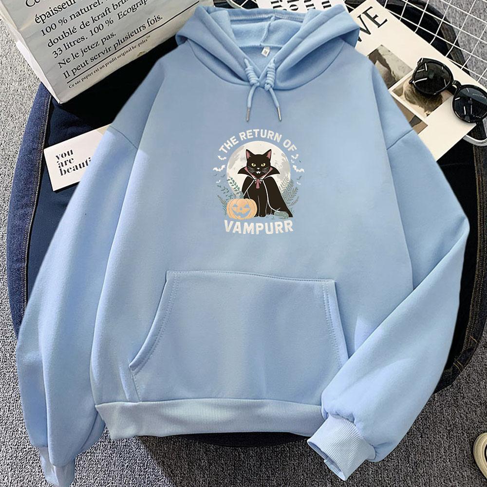 The Return of Vampurr Black Cat Posters Graphic Hoodies for Autumn/Winter Vintage Sweatshirt Funko Pop  Casual Clothing Moletom