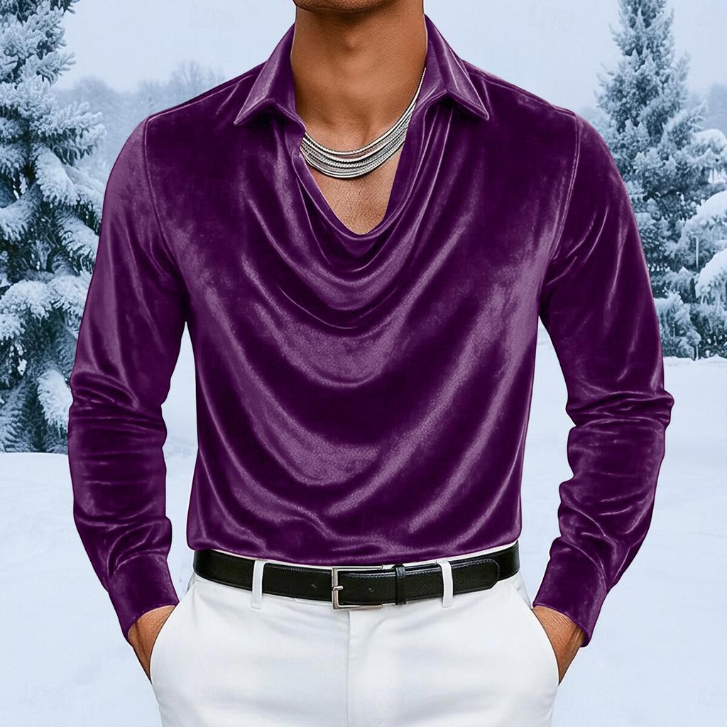 Stylish Men's Color Velvet Long,sleeved T,shirt Pullover Top