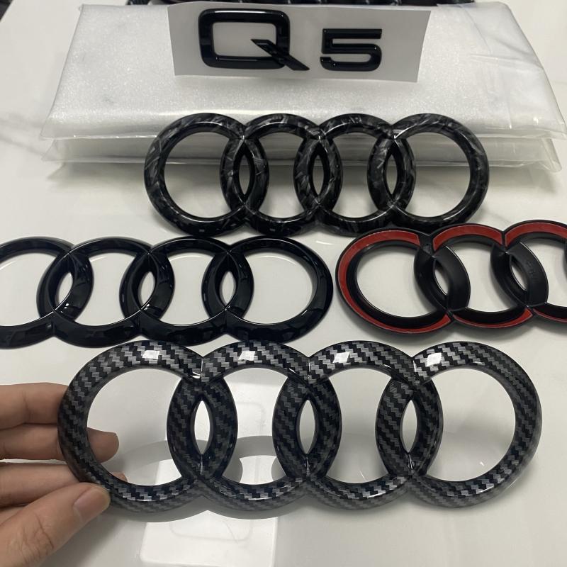 F2 Q5 2013-2023 4 Ring Logo ABS Directly Covered Emblem Car Hood Front Grill Rear Trunk Emblem Badge Q5 Refit Accessory 3A