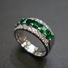Huitan Fashion Luxury Princess Square Green Cubic Zirconia Engagement Proposal Rings for Women Fancy Anniversary Gift Jewelry