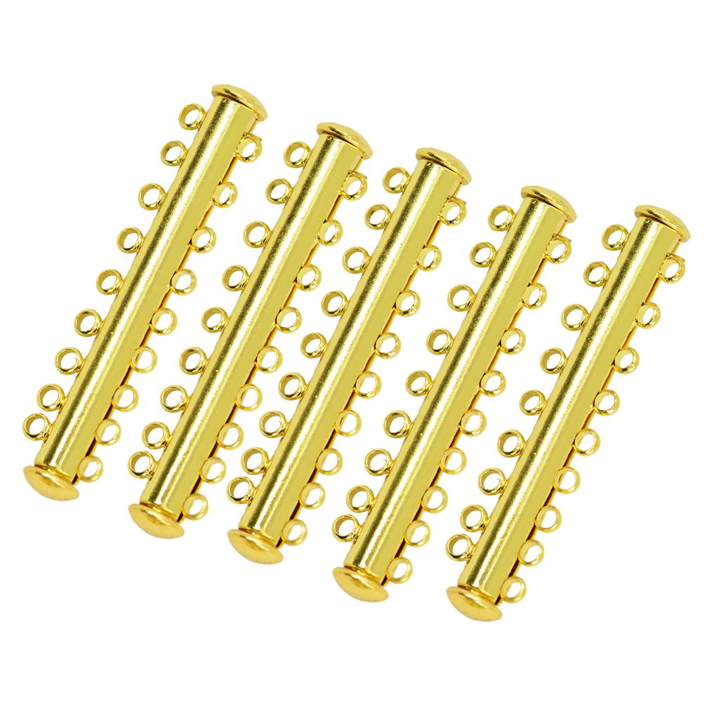 5 Sets Multi Strand Slide Magnetic Clasps DIY Jewelry 8 Strand 46x10x6mm