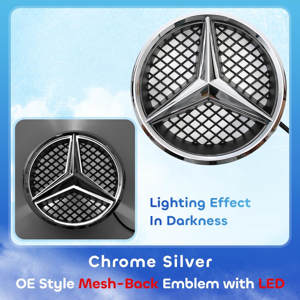 Auto Frontgrill Emblem Stern Plakette 3D Spiegel OE Stil Flache Oberfläche Für Mercedes Benz W245 W204 X204 B180 B200 B250 C280 C300 C350