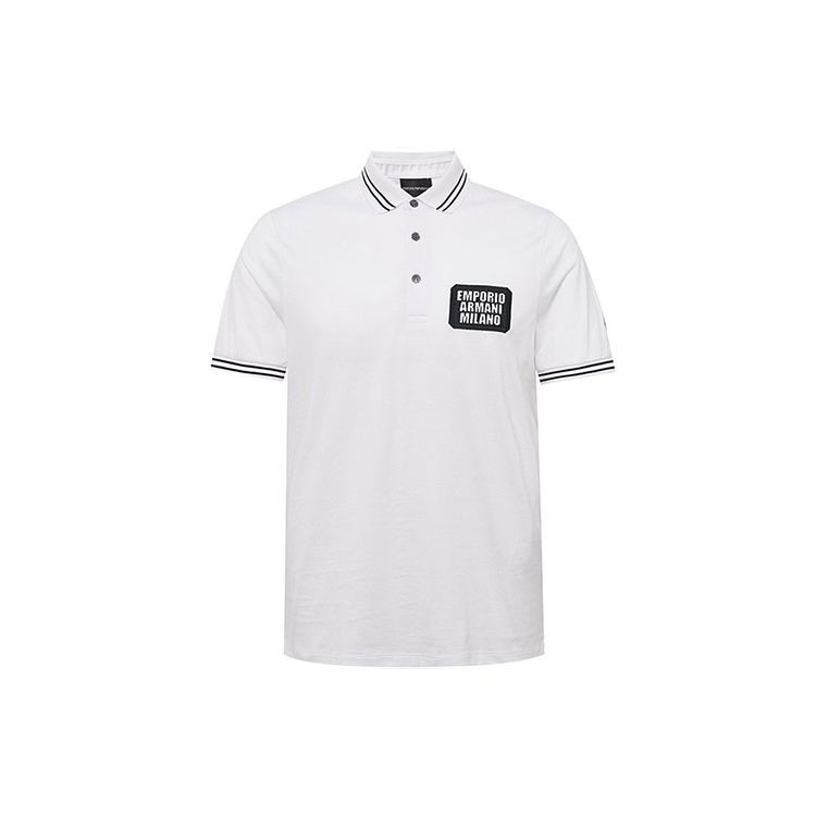 Emporio Armani Letter Logo Casual Short Sleeve Polo Shirt Men polo shirts White 3H1FN4-1JCQZ-0F130
