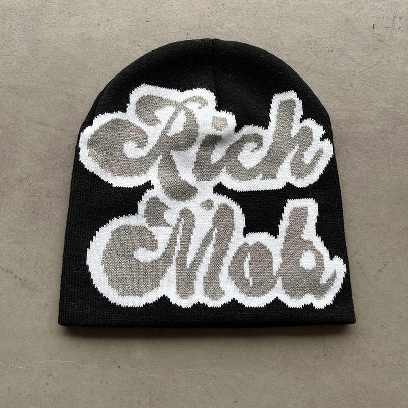 Blocked Simple Color Letter Pattern Neutral Casual Warm Knitted Hat For Autumn