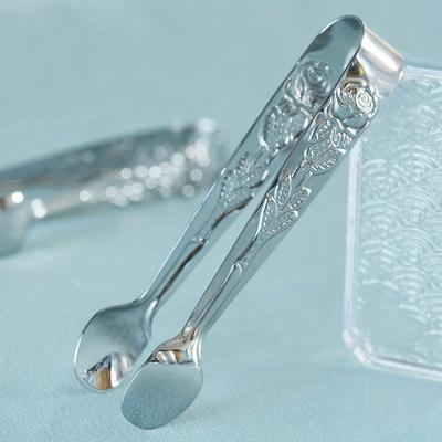 Vintage Roses Ice Clip Stainless Steel Sugar Ice Cube Clip Portable Salad Barbecue Tongs Sliver/Gold Ice Cube Clip Bar Supply