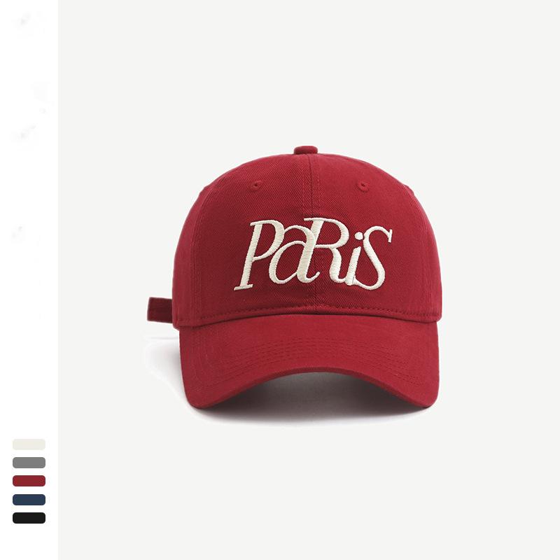 New retro baseball cap women's summer big head circumference wide brim showing face small simple letter embroidered cap