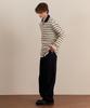 MINDBRIDGE Collar Contrast Oversized Striped T-Shirt