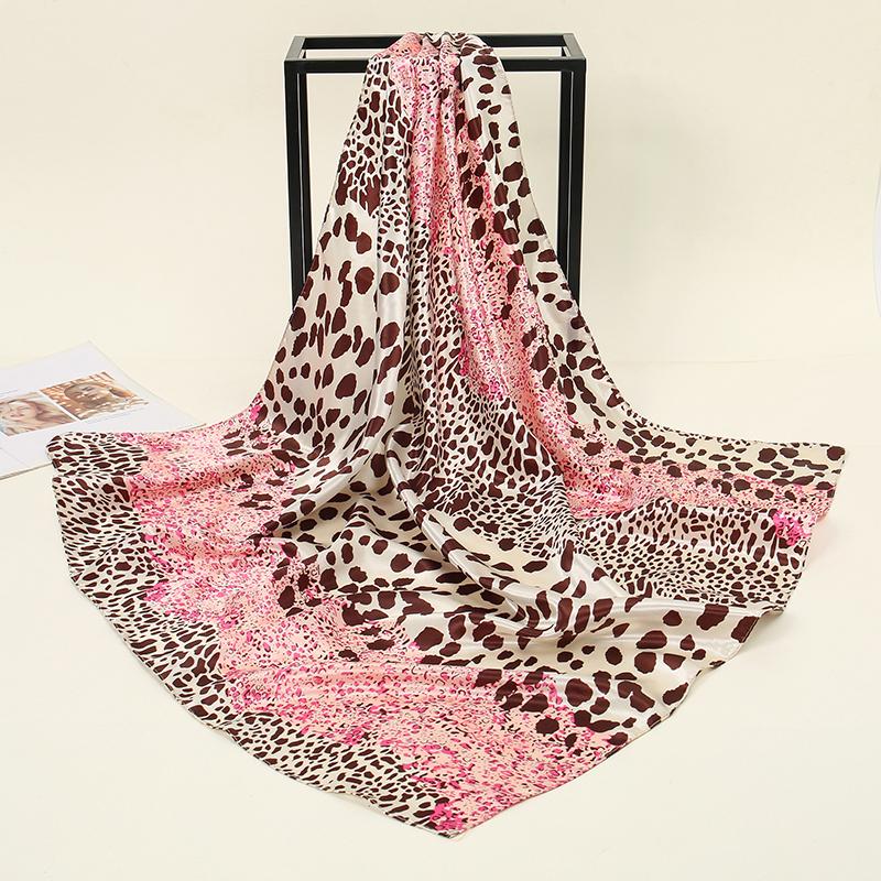 2025 Fashion Silk Square Scarf for Women Hair Band Soft Neckerchief Vintage Hijab Flower Print Headscarf Female Pashmina Bandana
