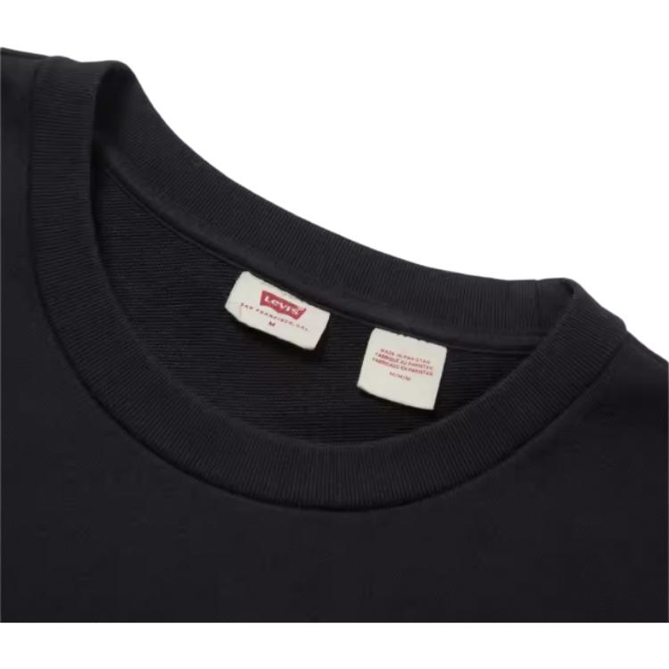 Levis Ss22 Solid Color Letter Logo Print Crew Neck Long Sleeve Sweatshirt Women Sweatshirt Black A0888-0024