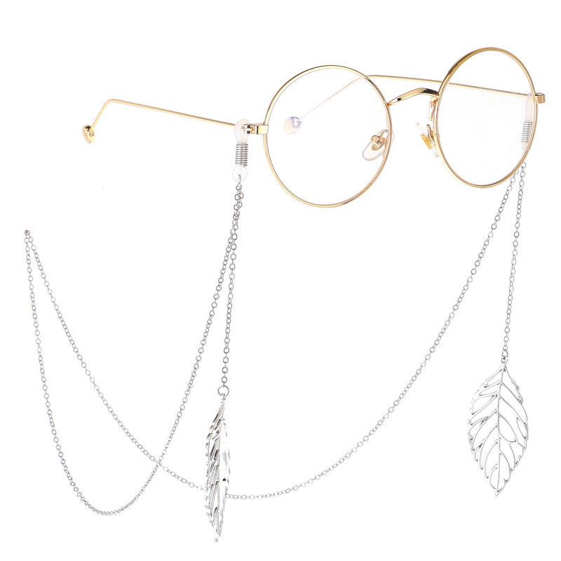 Women's Cross-Border Anti-Slip Metal Lanyard: Multi-Functional Leaf Tassel Chain for Glasses & Masks