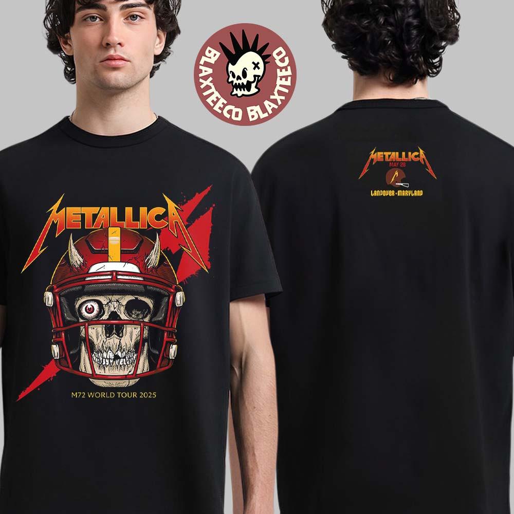 Metallica M72 Pop Up Shop Футболка Лэндовер Мэриленд 28 мая Череп Шлем Двусторонняя Футболка Унисекс Футболка XL
