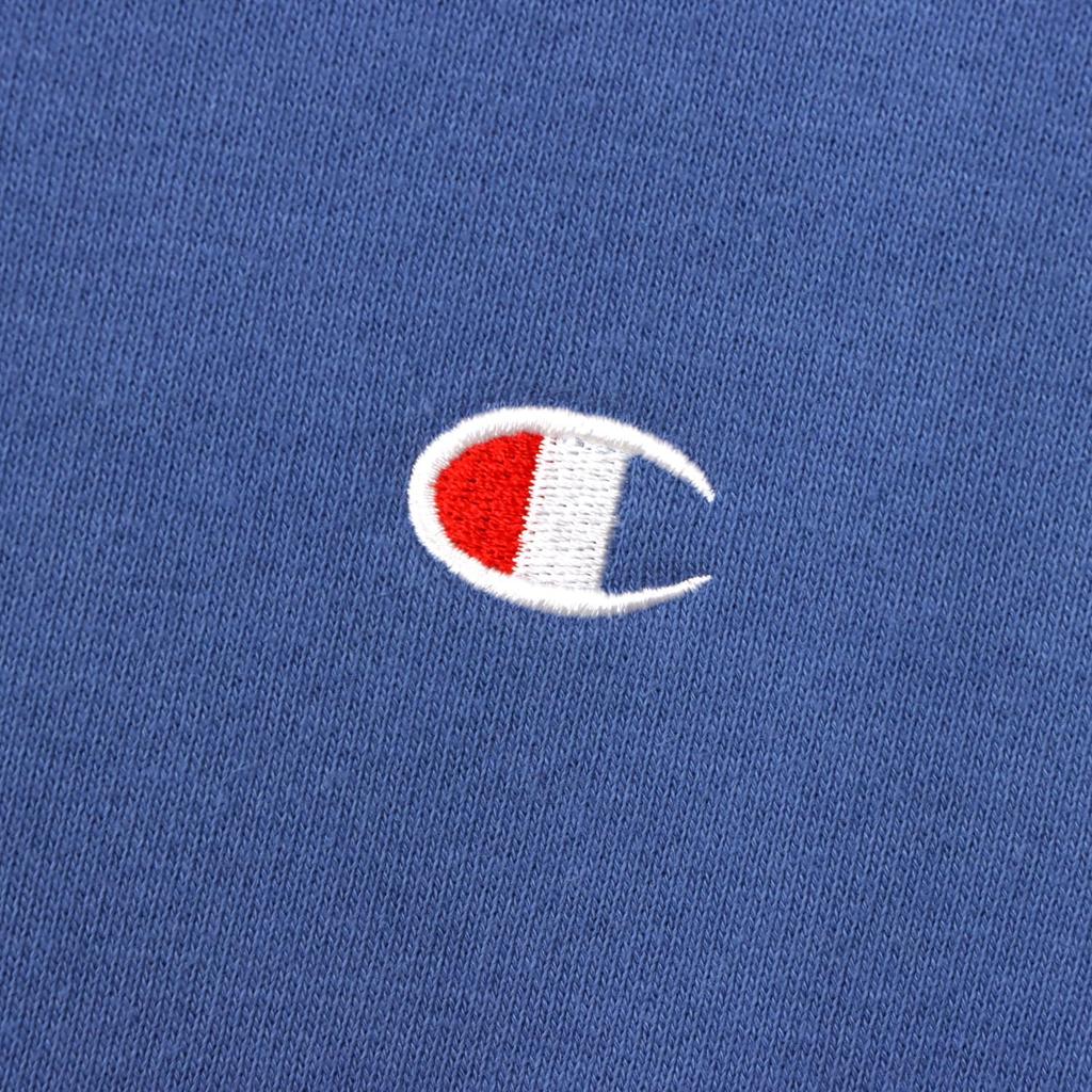 Champion Short Sleeve Crew Neck Windsor with Fleece Lining and Logo Embroidery Men's Sweatshirt, Basic, Blue, C3-Z020, One-Point