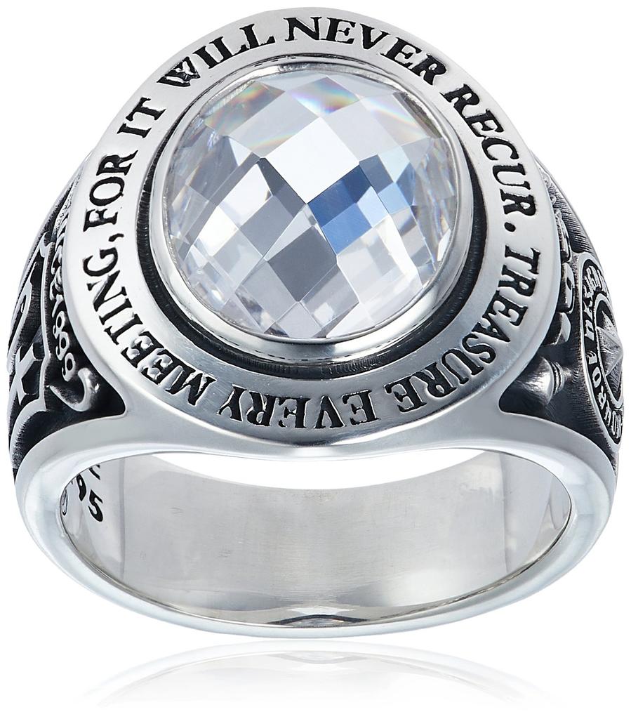 Monroe Message College 925 Sterling White Cubic Japanese Size 14 Dr. Ring, Silver, Zirconia, FC-195-SV-WCZ-14,